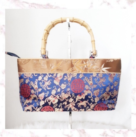 Handbags - NWOT Satin Bamboo Handle Tote